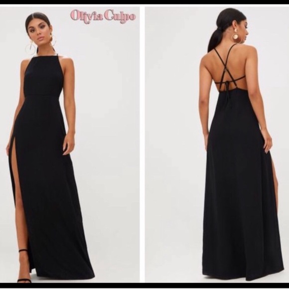 black strappy back detail chiffon maxi dress